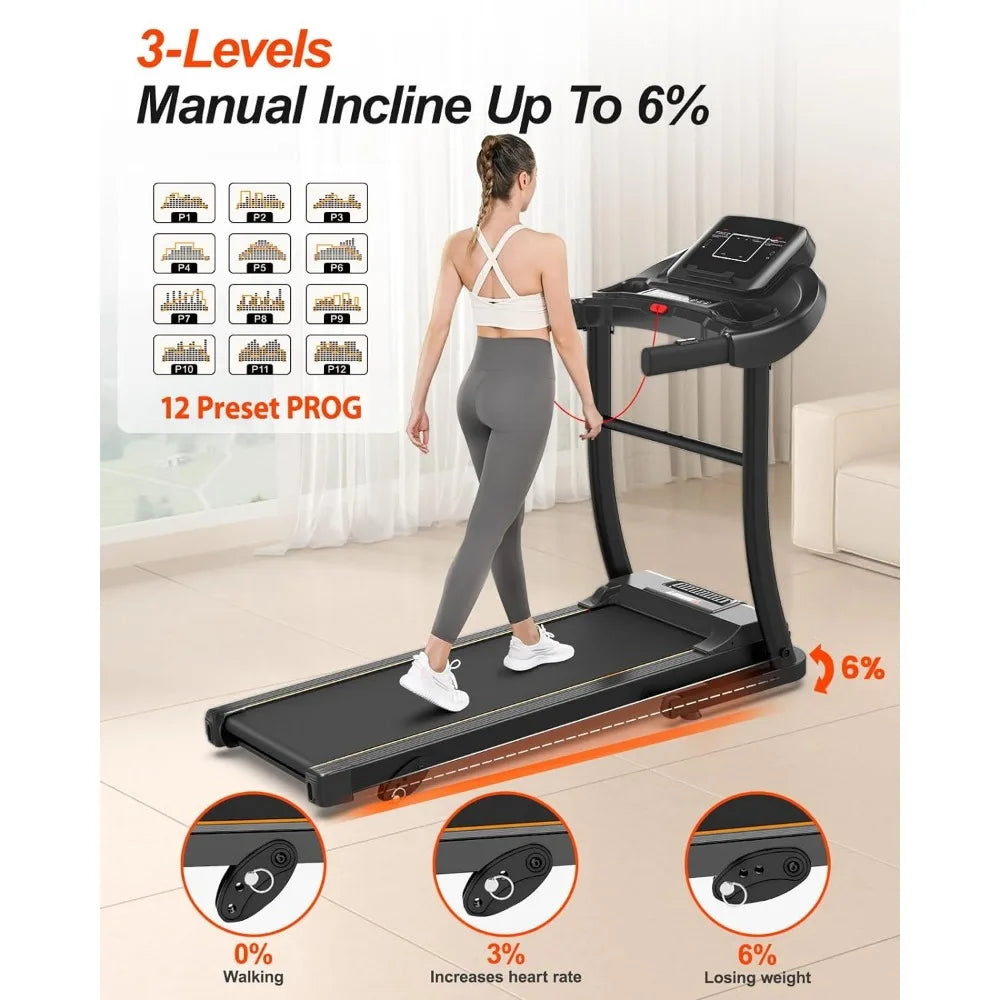 Treadmill for Home Small, 3.0HP Portable Treadmill for Home/Office, Easy Assembly Fitness Running Jogging Machine with Speakers