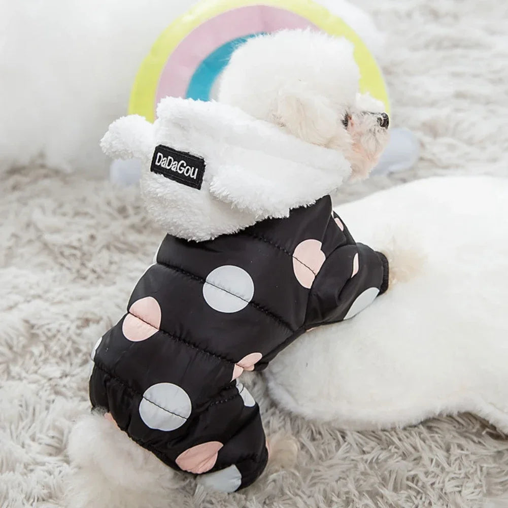 Winter Pet Hoodie Coat Cotton Clothes Dot Sweatshirt Super Warm Jumpsuit for Small Dogs Chihuahua Dog Jacket