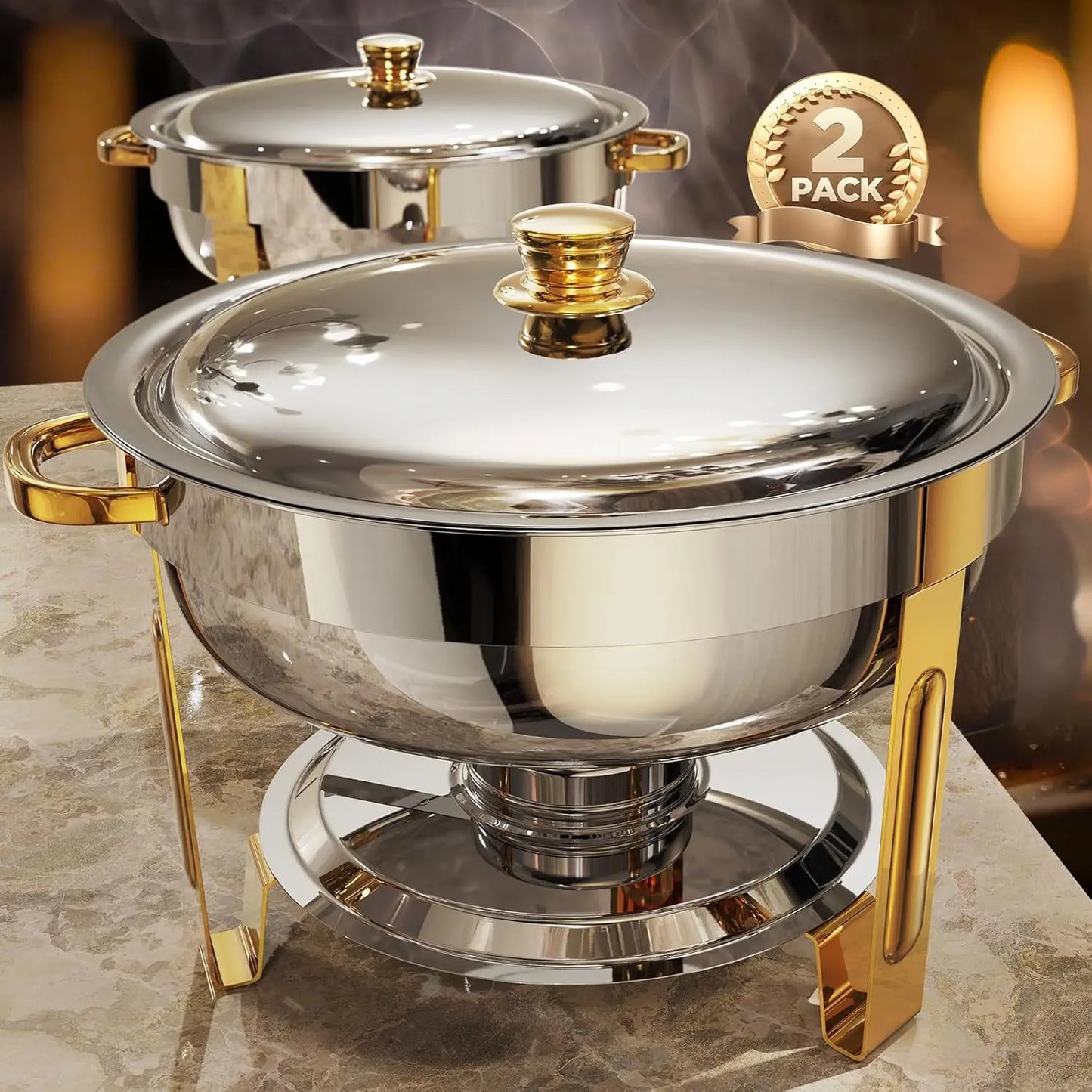 Chafing Dishes for Buffet 2 Pack 5QT Elegant Set