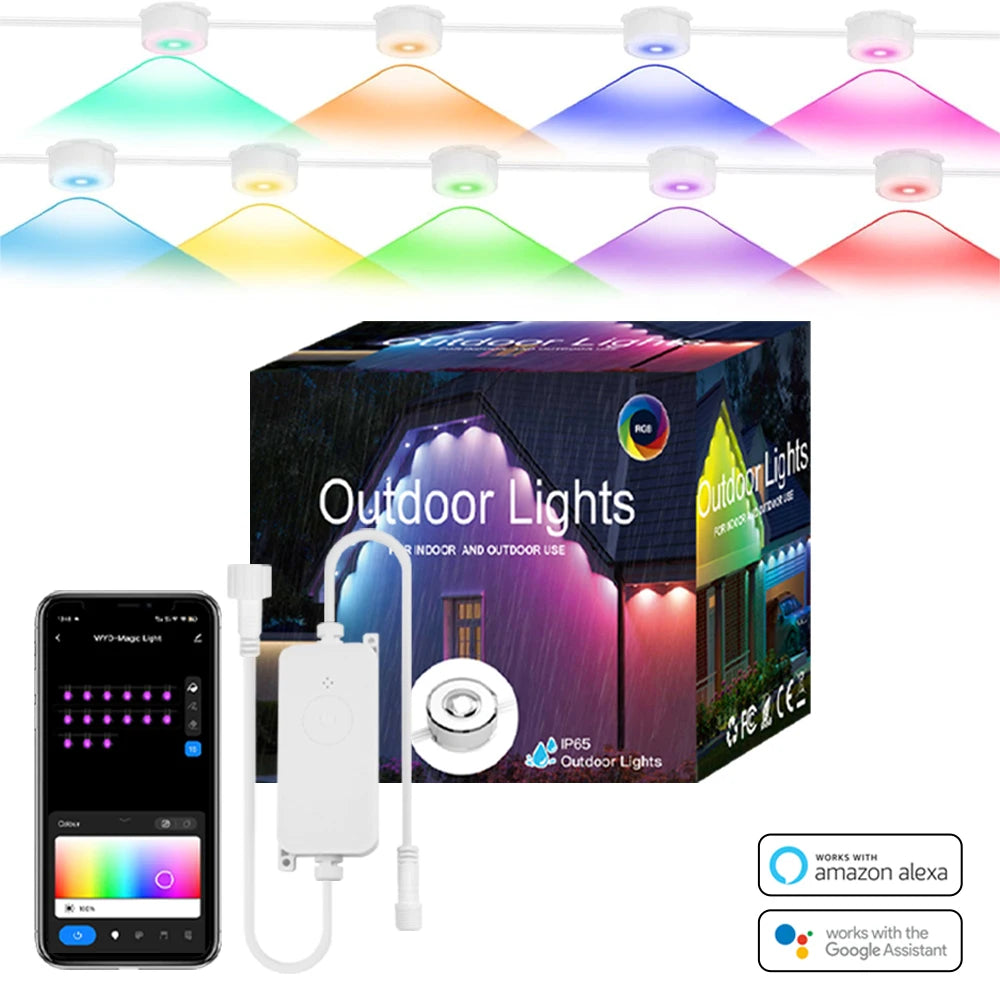 RGBIC Smart LED String Lights for Indoor Wall Use with Alexa Color Changing Feature and Music Sync Function