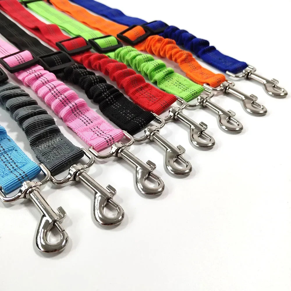 Pet Dog Car Seat Belt Retractable Buffer Elastic Reflective Safety Traction Rope Leash Harness Dog Accessories Supplies