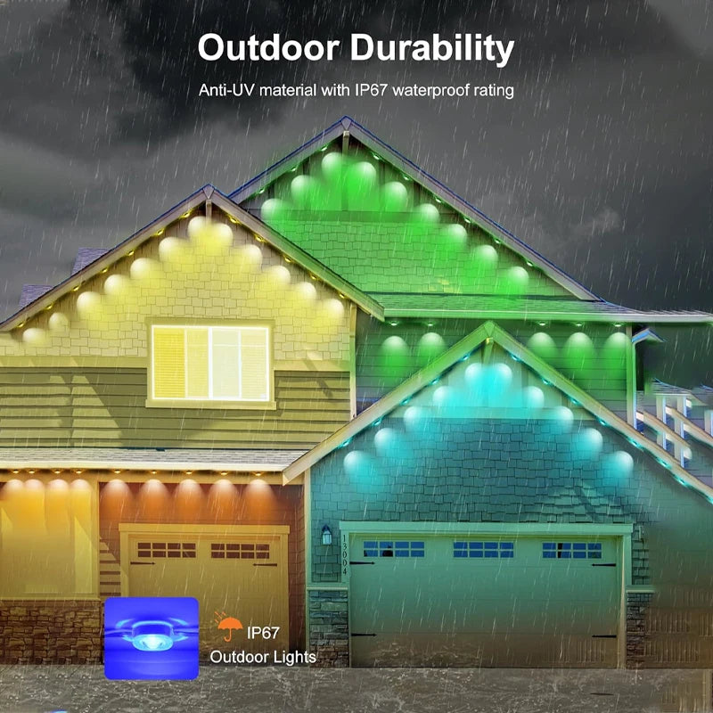 Permanent Outdoor Smart RGBIC Eaves LED Lights for Christmas Holiday Decorations