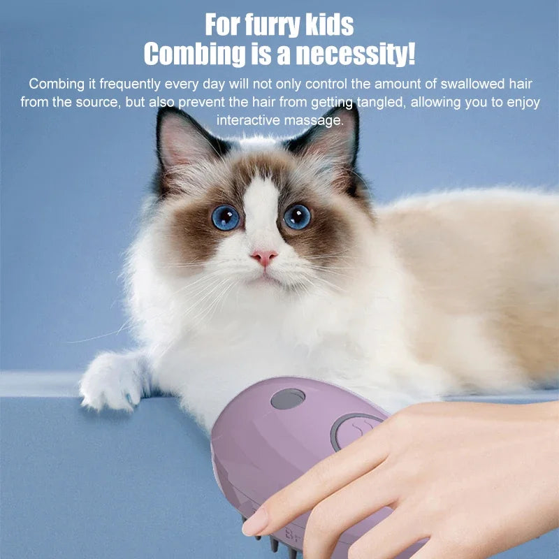Electric Steamy Pet Brush Cat Massage Comb Whale Shape 3 in 1 Dog Grooming Hair Removal Brush