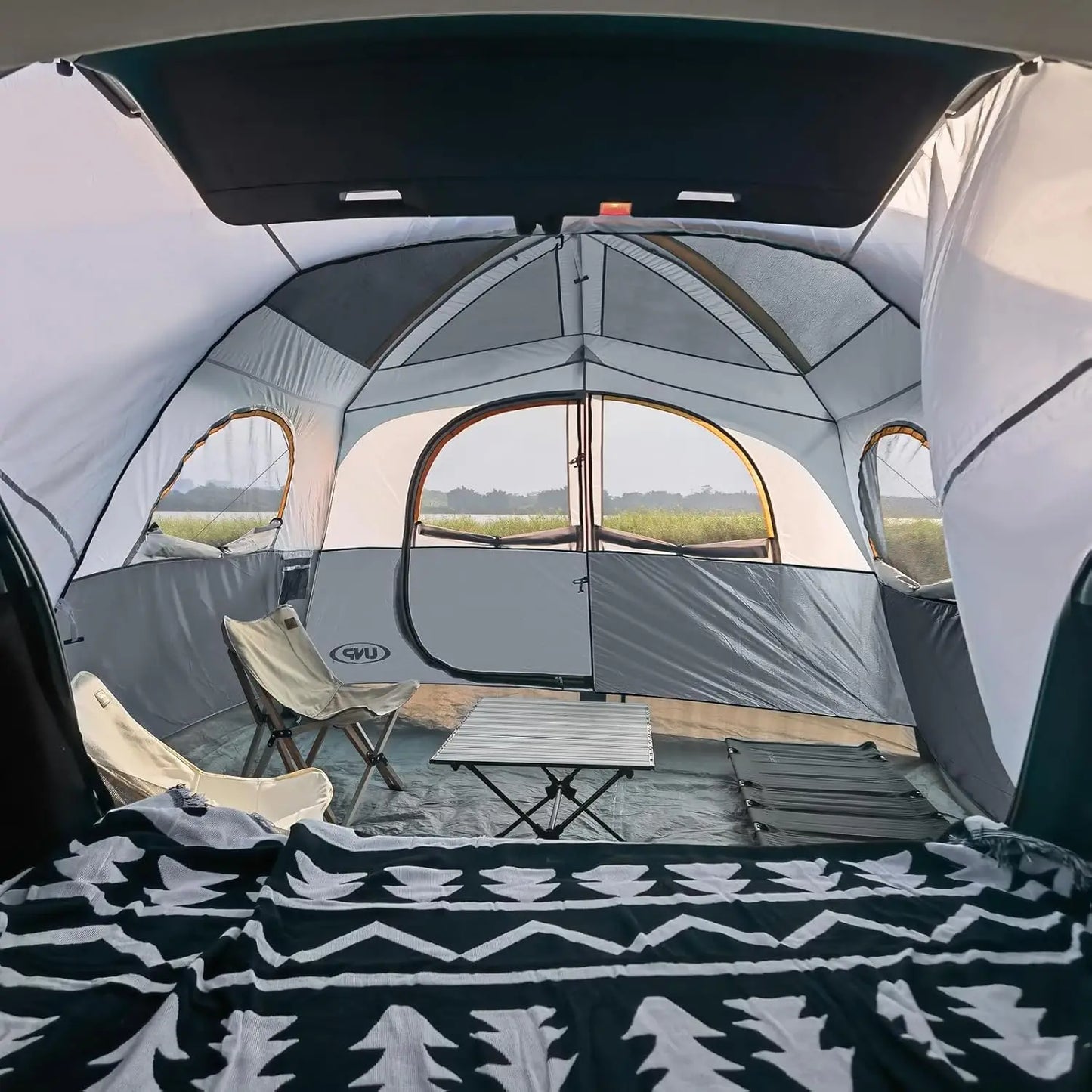 Tent For Camping 6 Person SUV Tailgate Tent Easy Set Up With Rainfly 10x9x78in Height