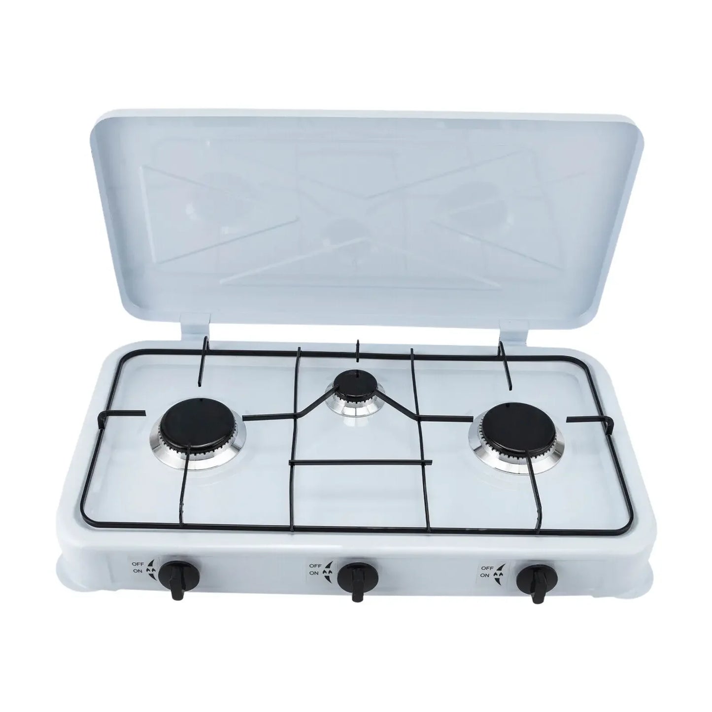 White Built In 3 Burner Gas Cooktop Cast Aluminum With Hose