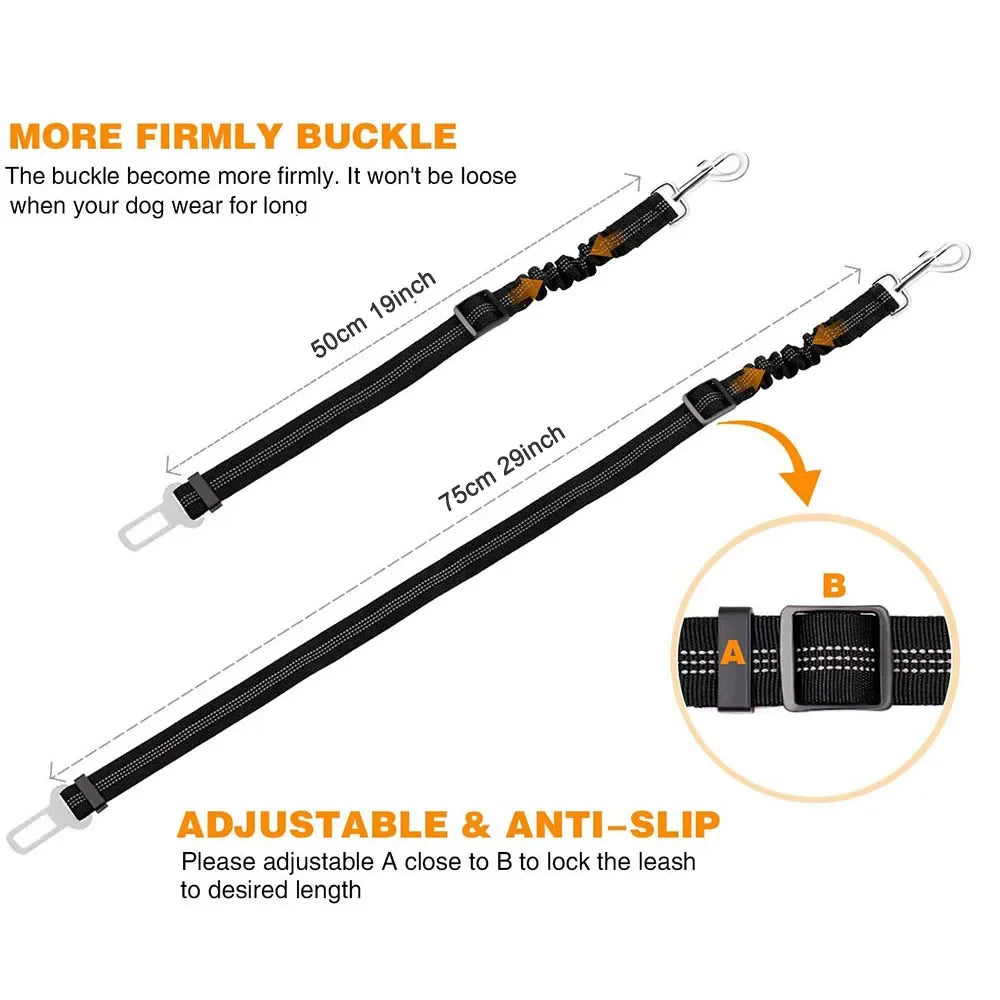Pet Dog Car Seat Belt Retractable Buffer Elastic Reflective Safety Traction Rope Leash Harness Dog Accessories Supplies