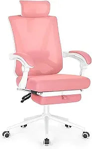 Ergonomic Office Chair with Footrest Adjustable Lumbar Support High Back Computer Chair Ivory White