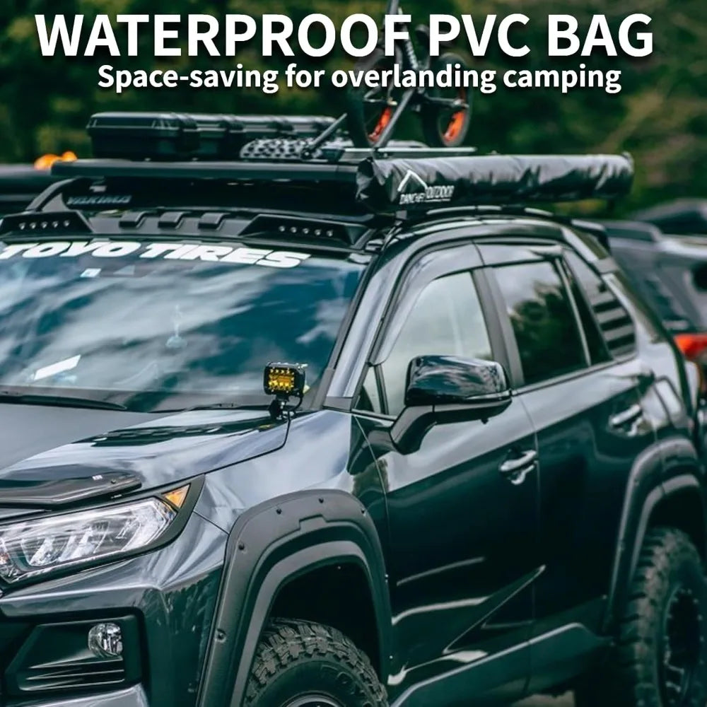 Gray Car Awning Waterproof Roof Rack Pull Out SUV Shelter