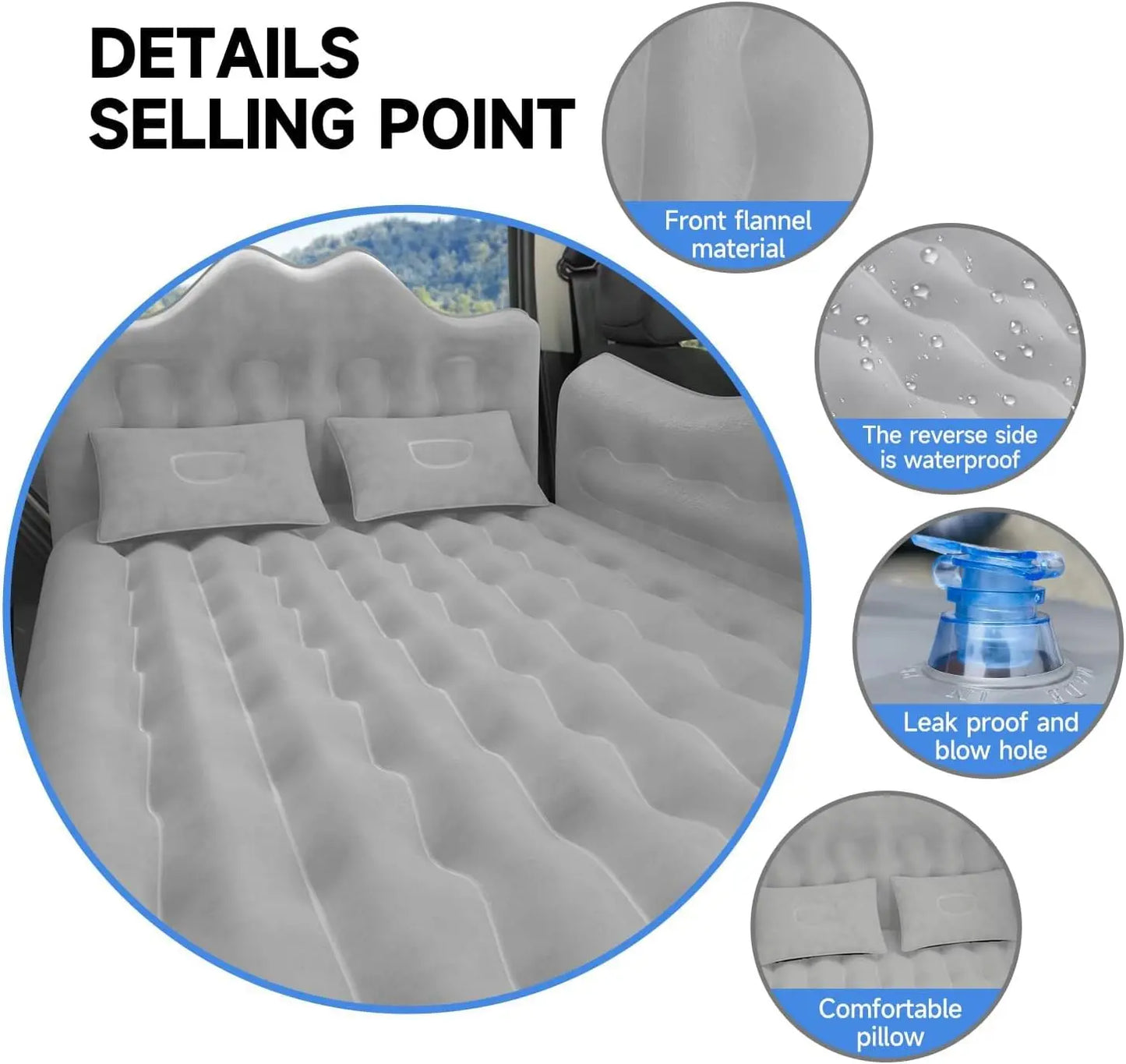 Inflatable Car Mattress Bed For SUV Backseat Camping Pump