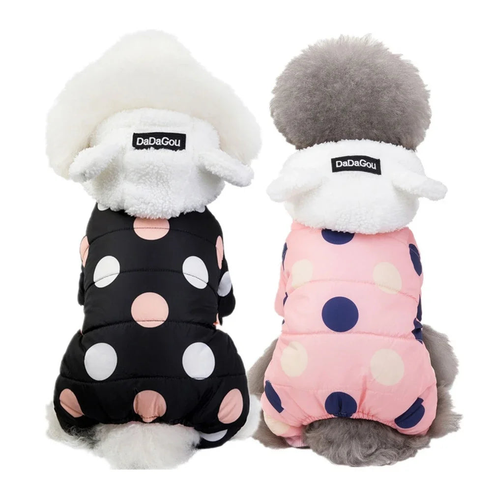 Winter Pet Hoodie Coat Cotton Clothes Dot Sweatshirt Super Warm Jumpsuit for Small Dogs Chihuahua Dog Jacket