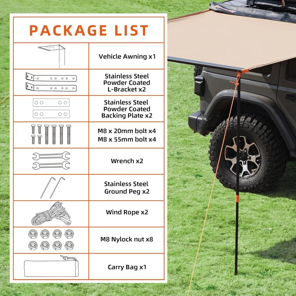 Vehicle Awning Roof Rack Pull Out Sun Shade UV50 4x4 Camping