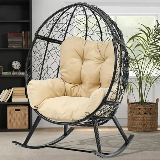 Wicker Rocking Egg Chair Rattan Indoor Outdoor Lounger Patio