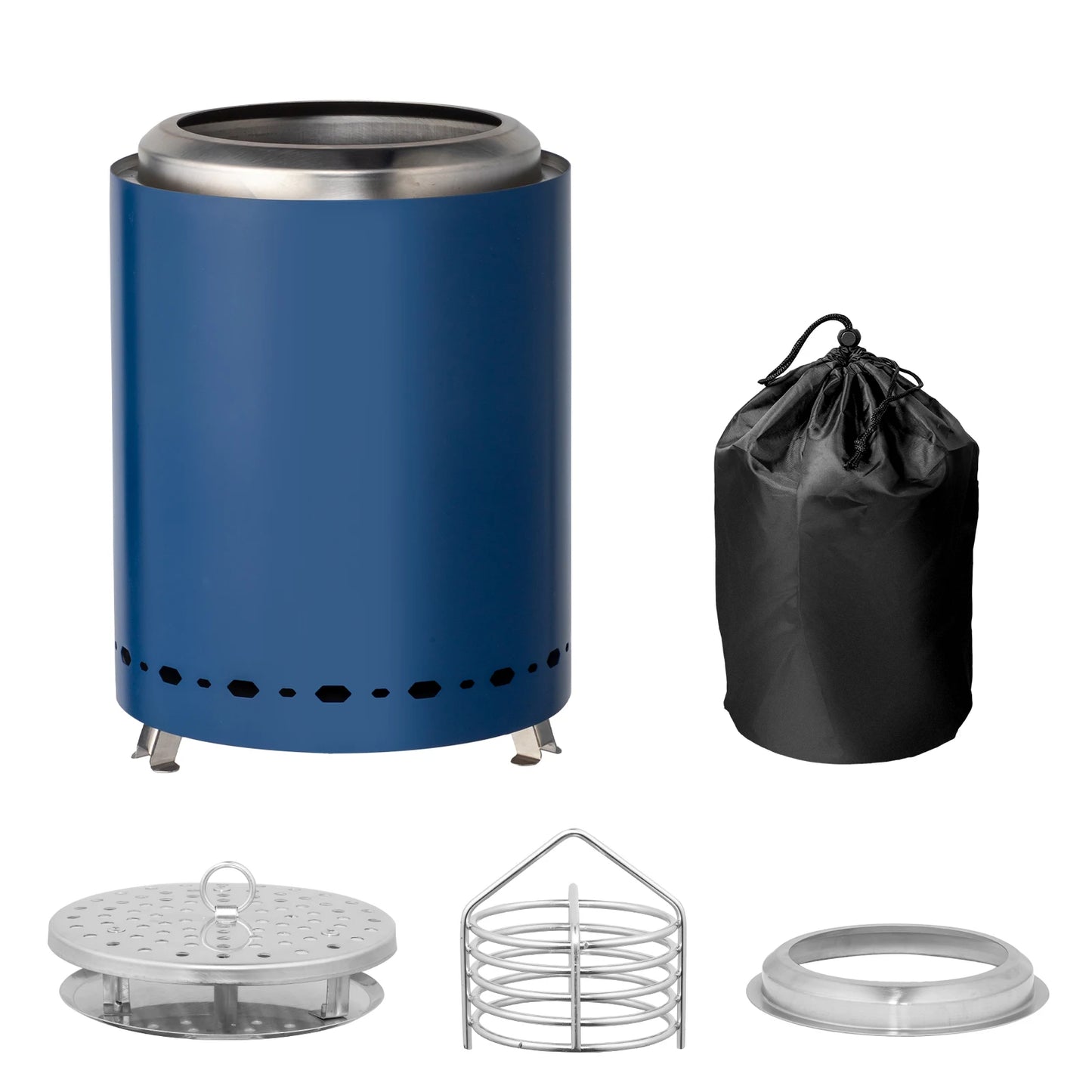Smokeless Fire Pit Blue 7.1 x 7.1 x 9.7 Inches Durable Outdoor Burner