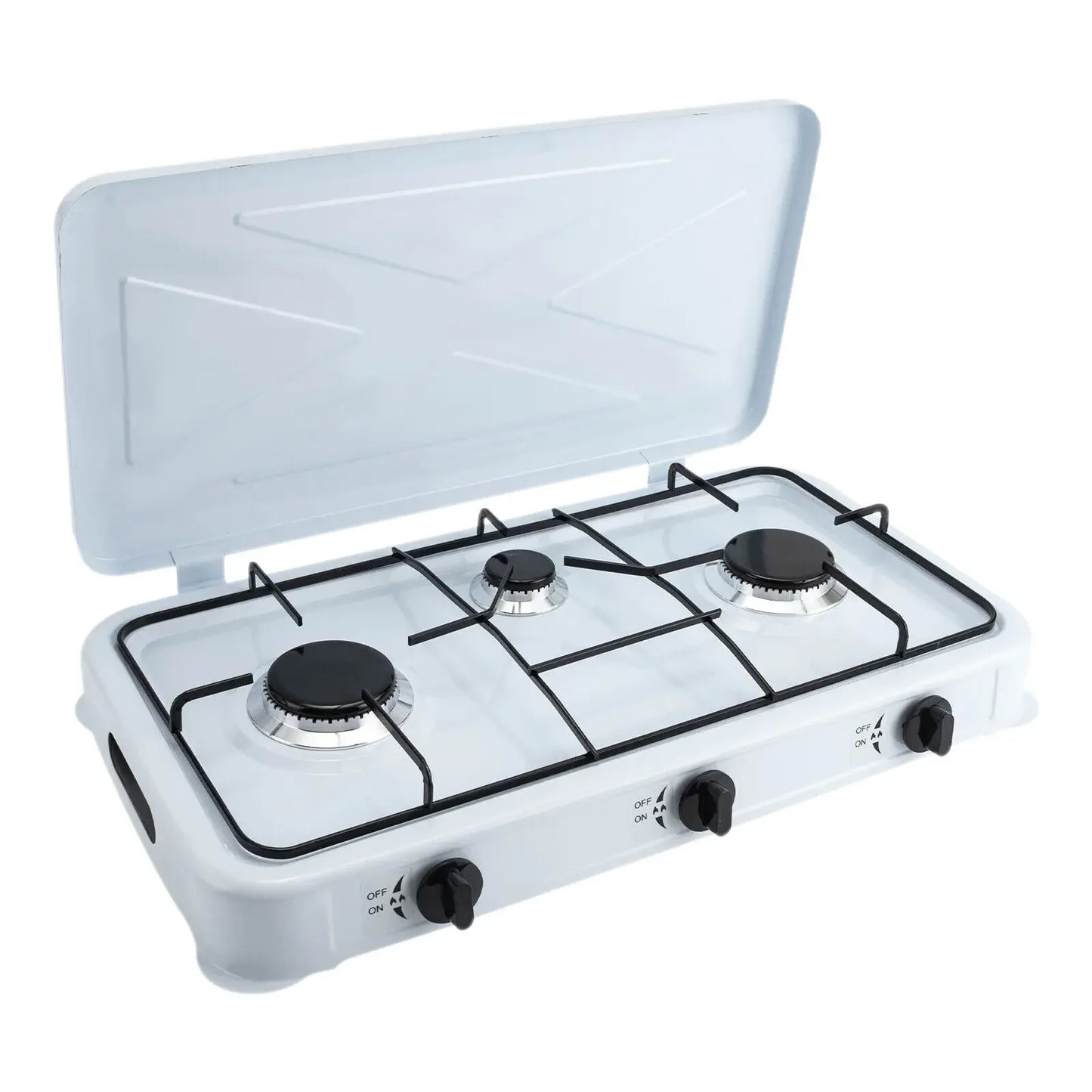 White Built In 3 Burner Gas Cooktop Cast Aluminum With Hose