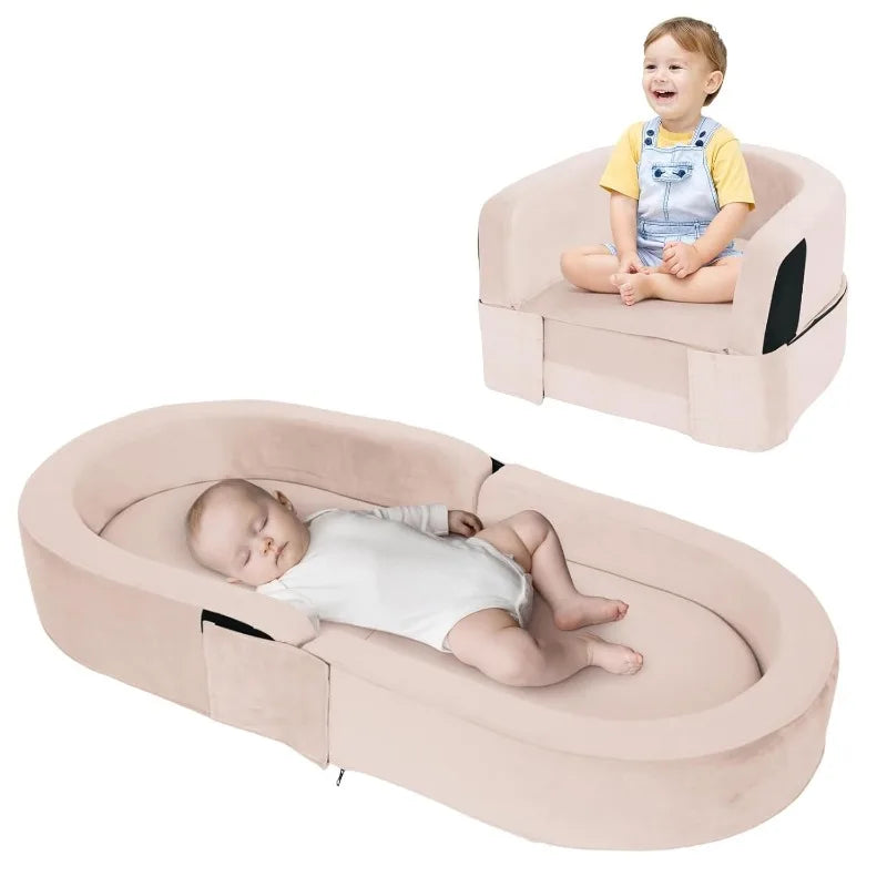 Wanan Toddler Travel Bed Removable and Washable Portable Toddler Portable Bed Foldable Toddler Bed for 18 M- 6yr Old (Gray)