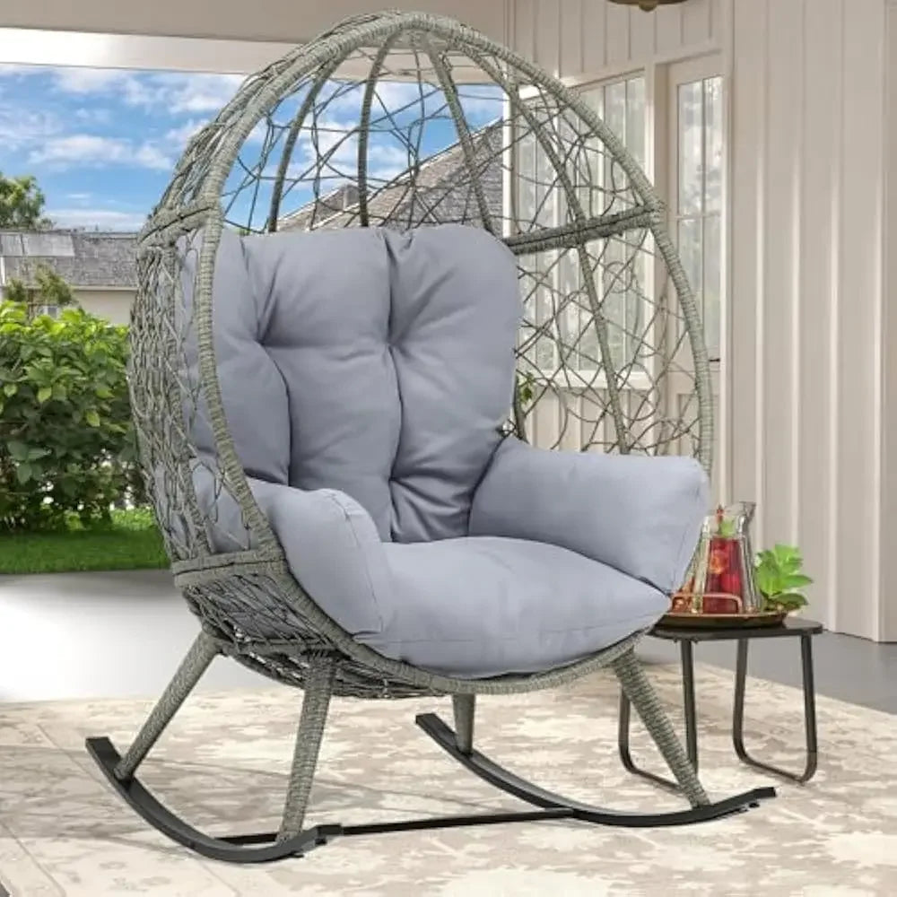 Wicker Rocking Egg Chair Rattan Indoor Outdoor Lounger Patio