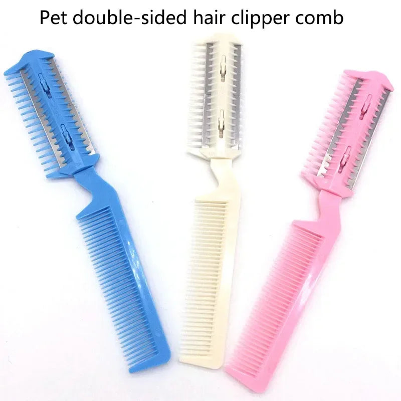 Razor Grooming Comb for Cats and Dogs with Stainless Steel Blades Thinning Hairbrush Pet Trimmer and Cutting Tool