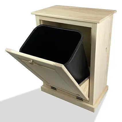 Tilt Out Trash Cabinet - Wooden Pull Out Cabinet, Decorative Trash Bin for Kitchen, Bedroom, & Home Patio, Tilt Out Laundry Ham
