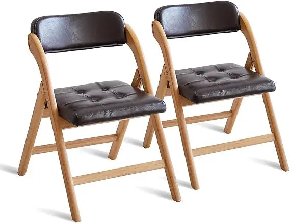 Wooden Folding Chairs Set of 2, Folding Chairs with Padded Seats, 31" Stackable Folding Dining Chairs, Folding Extra Chair for B