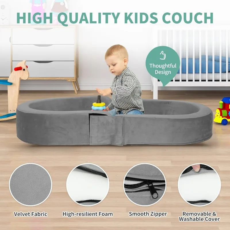 Wanan Toddler Travel Bed Removable and Washable Portable Toddler Portable Bed Foldable Toddler Bed for 18 M- 6yr Old (Gray)