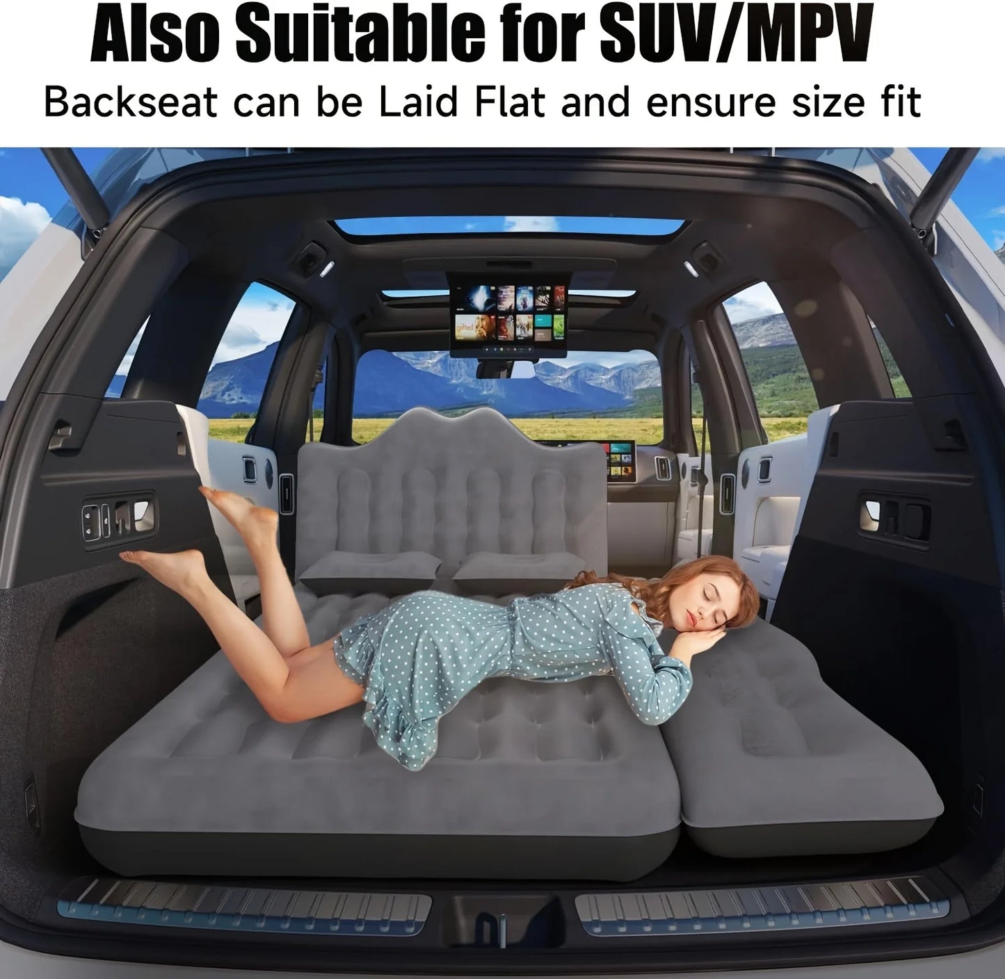 Inflatable Car Mattress Bed For SUV Backseat Camping Pump