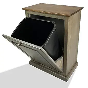 Tilt Out Trash Cabinet - Wooden Pull Out Cabinet, Decorative Trash Bin for Kitchen, Bedroom, & Home Patio, Tilt Out Laundry Ham