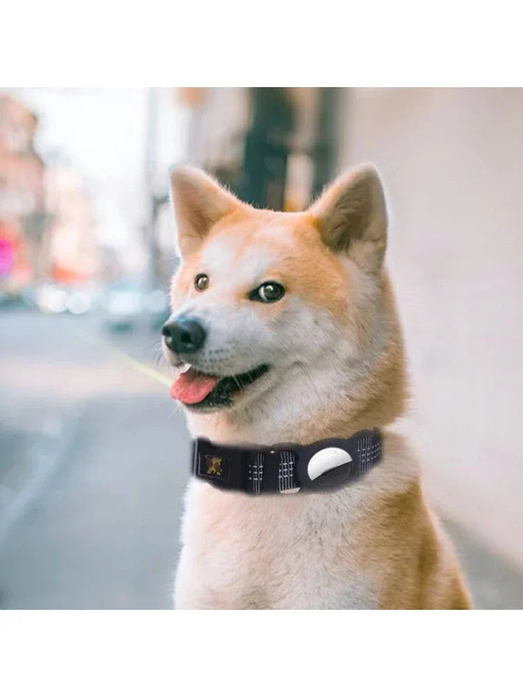 Dog Collar with AirTag Holder Reflective Nylon Anti-Lost Tracking Suit for Dogs and Cats