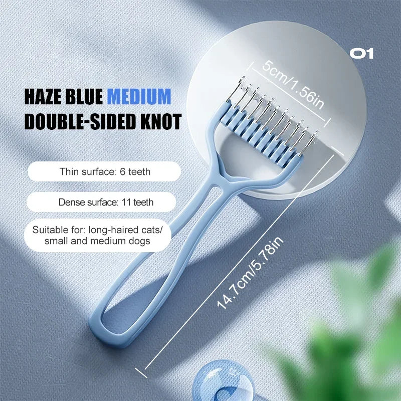 Pet Comb Knot Shedding Tools Double Sided Grooming Brush for Cat and Dog Fur Removal