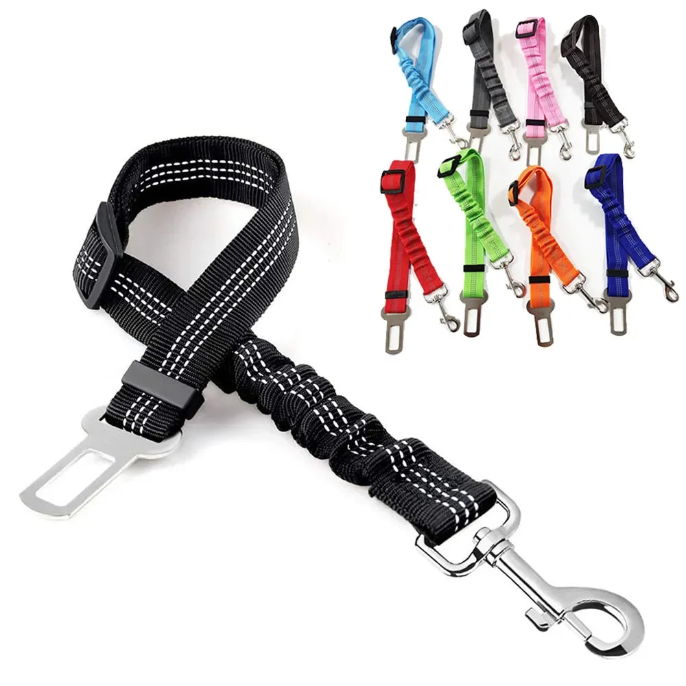 Pet Dog Car Seat Belt Retractable Buffer Elastic Reflective Safety Traction Rope Leash Harness Dog Accessories Supplies