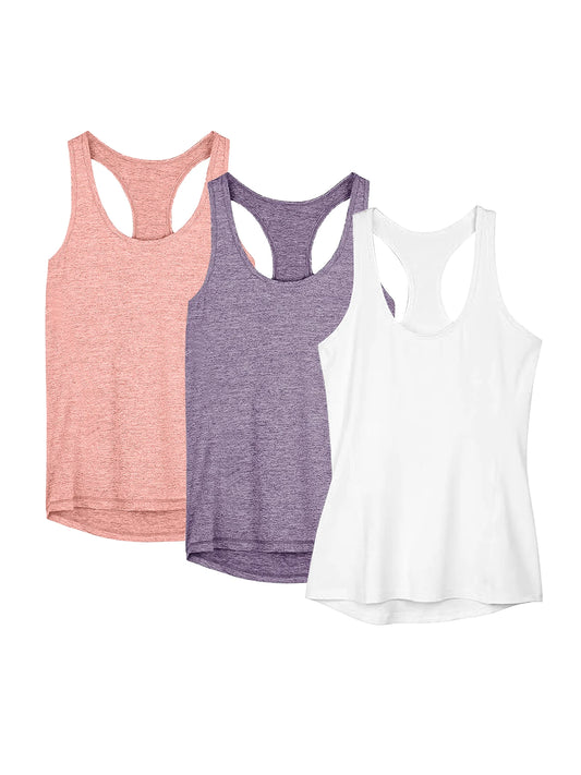 3 Pcs Women Sport Tank Tops Quick Dry Loose Yoga Tops