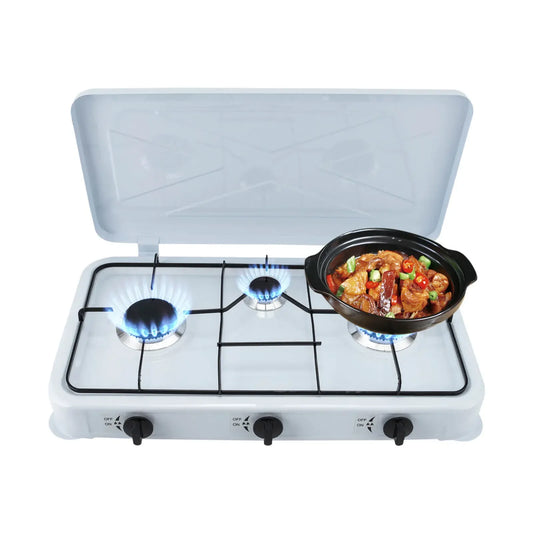 White Built In 3 Burner Gas Cooktop Cast Aluminum With Hose