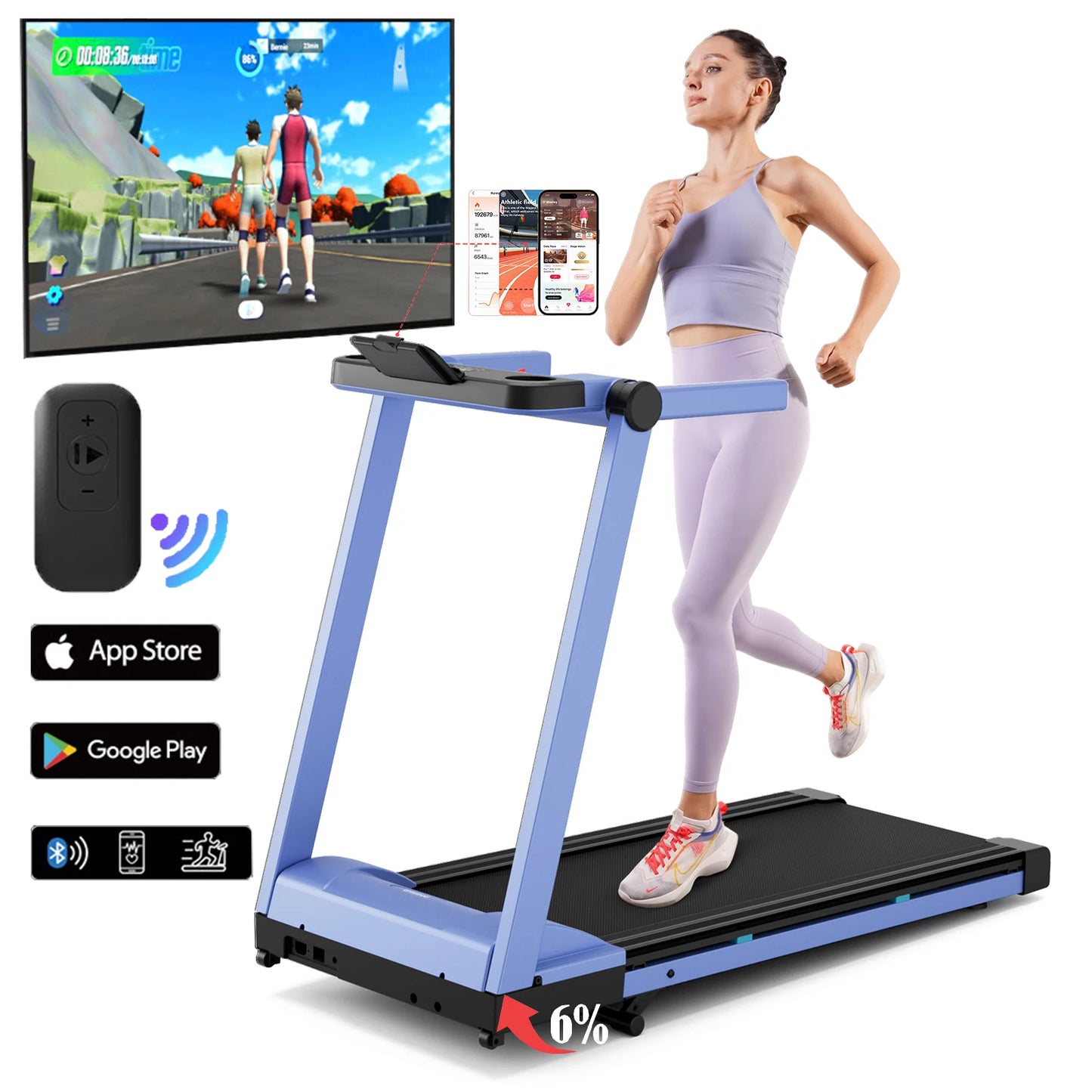 Three Point Five HP Foldable Incline Treadmill Touch Screen