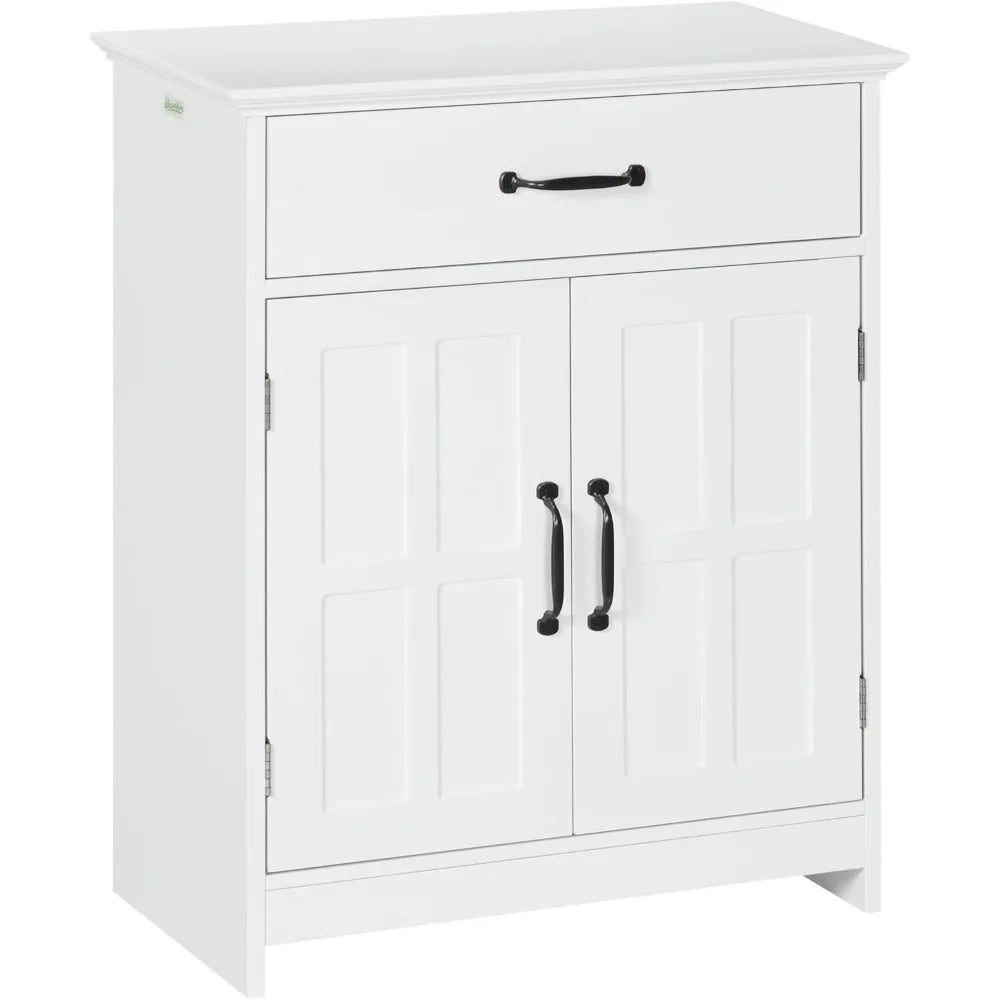 Freestanding Bathroom Cabinet Farmhouse Small Storage Cabinet with Storage Drawer 2 Doors Narrow Floor Cabinet with Adjustable Features