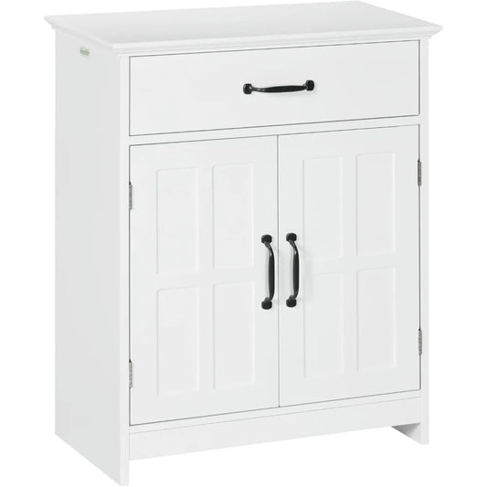 Freestanding Bathroom Cabinet Farmhouse Small Storage Cabinet with Storage Drawer 2 Doors Narrow Floor Cabinet with Adjustable Features
