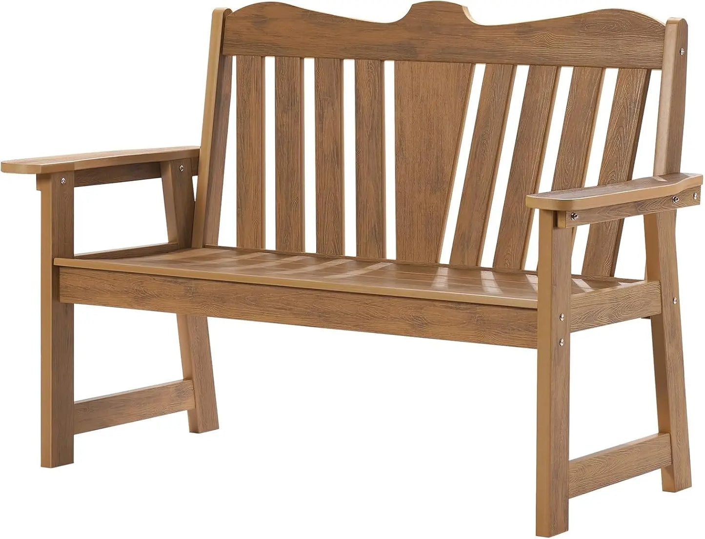 2 Person Weatherproof Garden Bench with Wide Armrests and Backrest All Weather Patio Bench for Garden