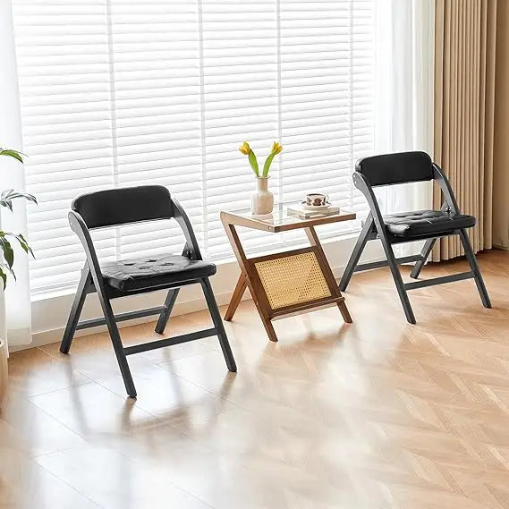 Wooden Folding Chairs Set of 2, Folding Chairs with Padded Seats, 31" Stackable Folding Dining Chairs, Folding Extra Chair for B