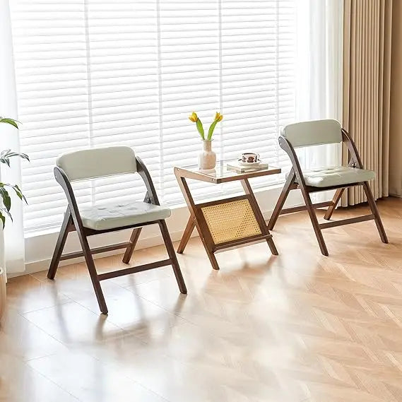 Wooden Folding Chairs Set of 2, Folding Chairs with Padded Seats, 31" Stackable Folding Dining Chairs, Folding Extra Chair for B