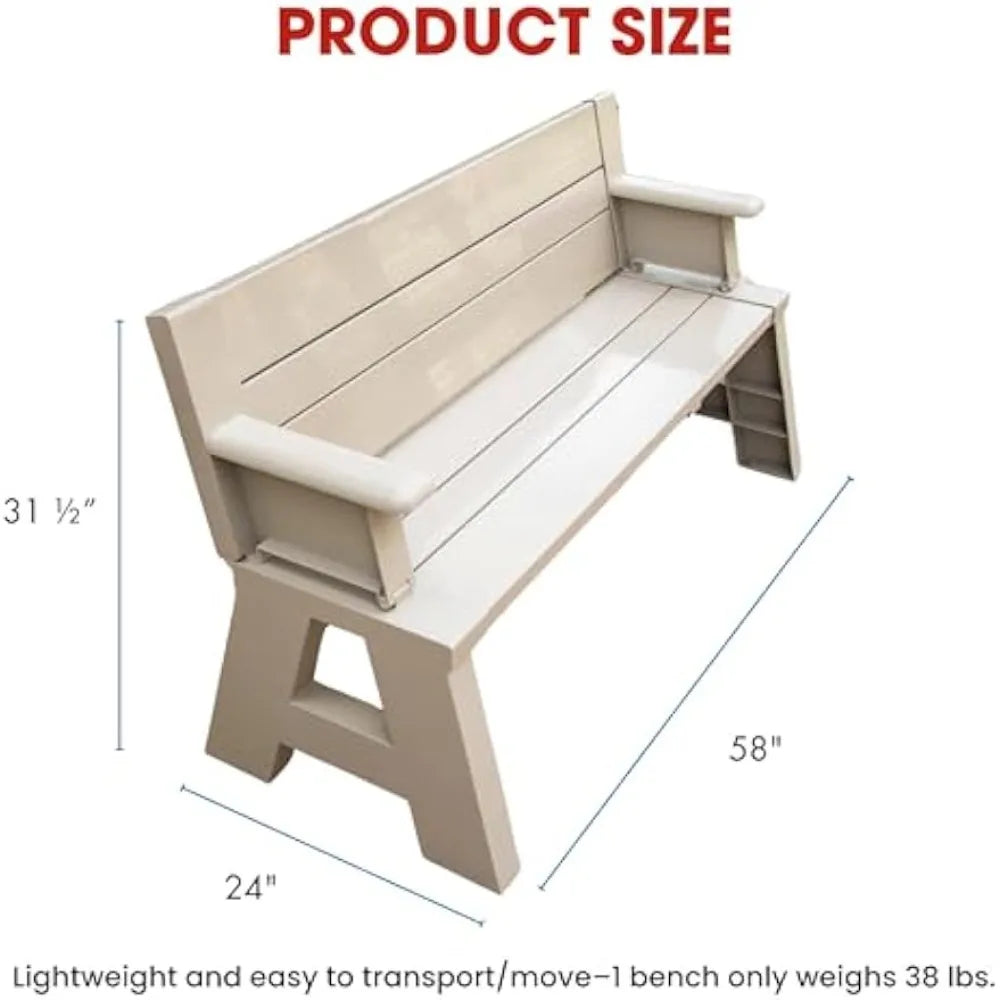 Gen 1 2-in-1 Outdoor Convertible Bench to Picnic Table Space Saving Weather Resistant Patio Furniture for Yard Deck Garden