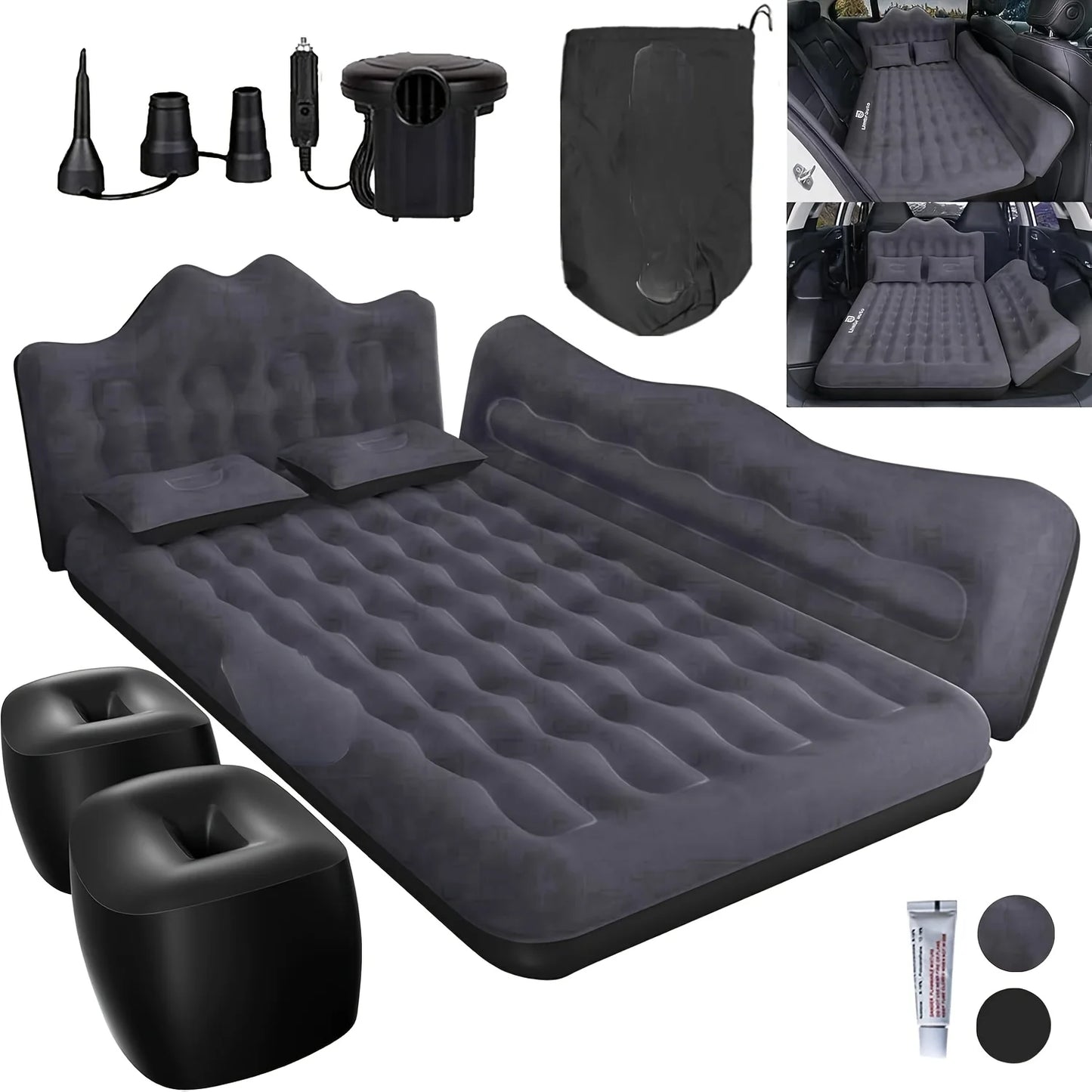 Inflatable Car Mattress Bed For SUV Backseat Camping Pump