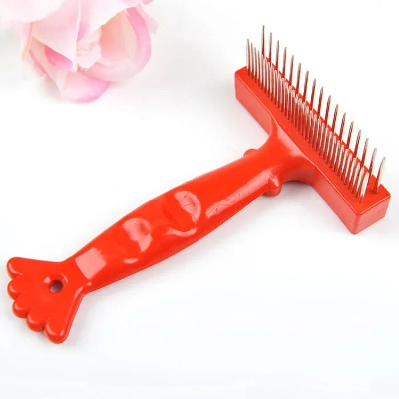 Pet Cat Dog Grooming Rake Brush Stainless Steel Double Row Undercoat Comb Durable Pins