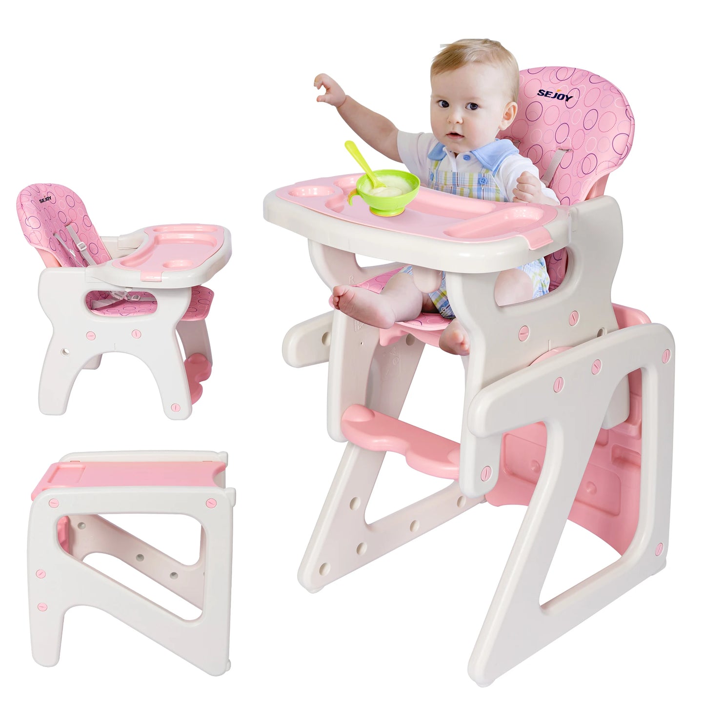 Sejoy High Chair for Baby Toddler Chair Highchairs with Adjustable Seat Back Detachable Seat Cushion for Baby Infants Toddlers