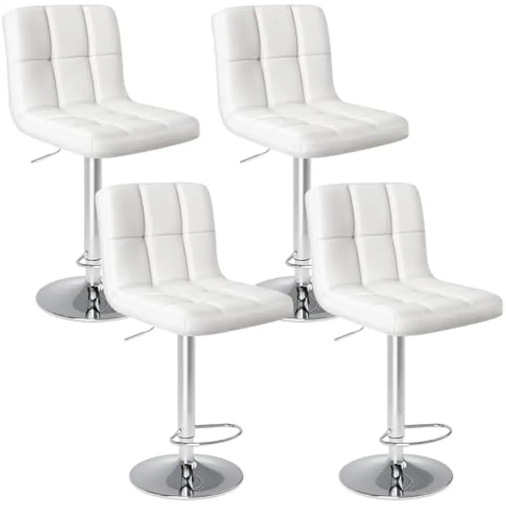 Set Of 4 24 Inch Upholstered Bar Stools PU Leather
