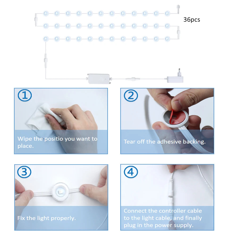 Rgbic Smart Led String Downlight Work with Alexa Color Changing Indoor Wall Light Fixture for Party Music Sync