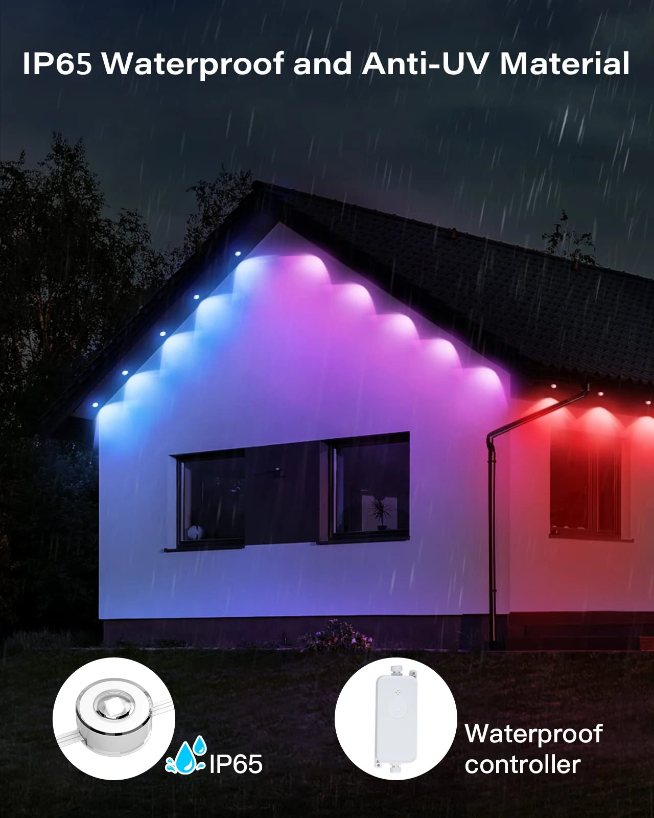 RGBIC Smart LED String Lights for Indoor Wall Use with Alexa Color Changing Feature and Music Sync Function