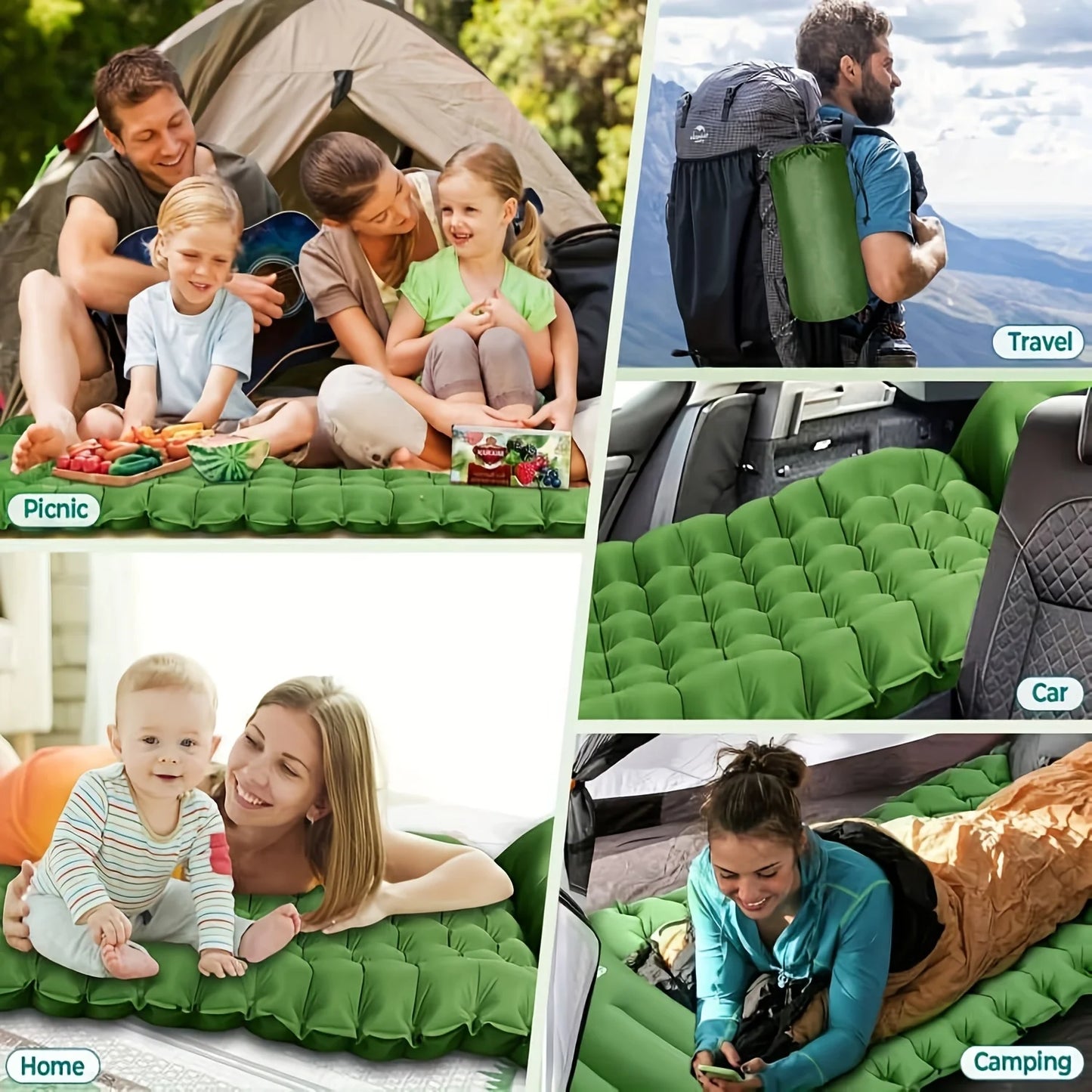 Outdoor Camping Super Thick 4 Inch Inflatable Sleeping Mat with Built In Pillow and Pump for Travel Hiking and Climbing