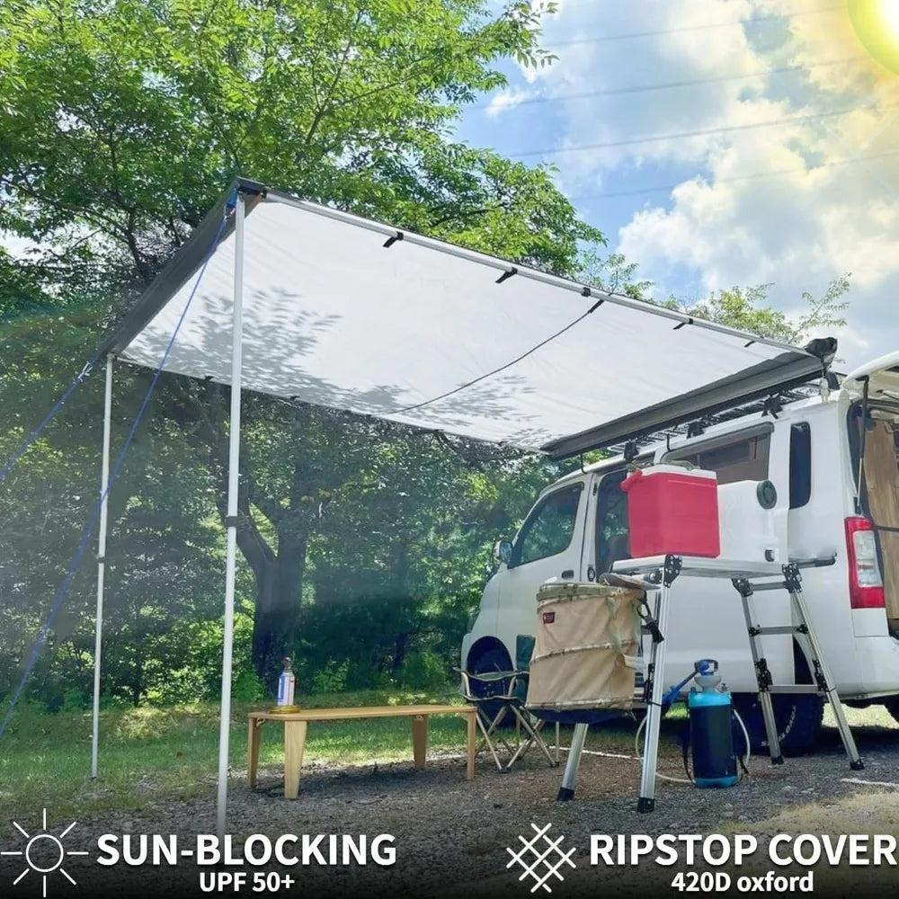 Gray Car Awning Waterproof Roof Rack Pull Out SUV Shelter