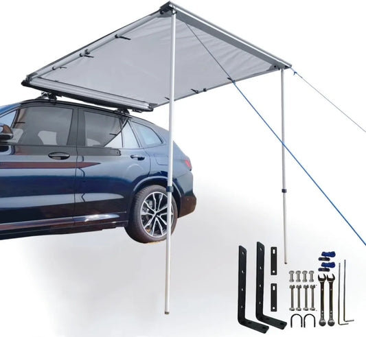 Gray Car Awning Waterproof Roof Rack Pull Out SUV Shelter