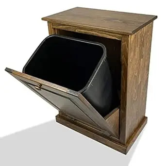 Tilt Out Trash Cabinet - Wooden Pull Out Cabinet, Decorative Trash Bin for Kitchen, Bedroom, & Home Patio, Tilt Out Laundry Ham