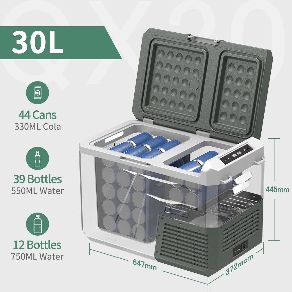 Alpicool QX Portable Refrigerator 25L 30L 40L 12V 24V DC 100-240V AC Fridge Freezer Dual Zone Compressor Cooler for Camping