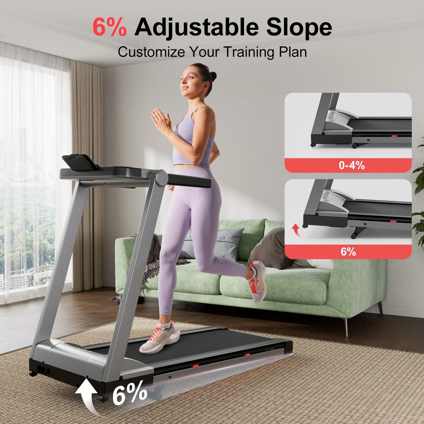 Three Point Five HP Foldable Incline Treadmill Touch Screen